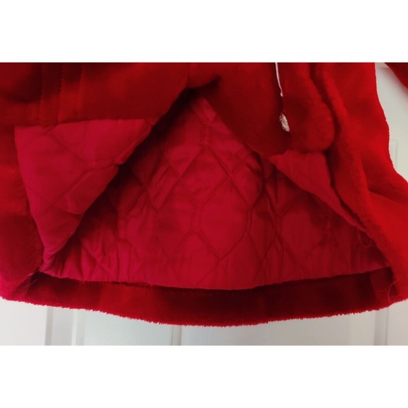 Vintage 70s Sears Coat Hooded Girls Red Christmas 2T Gold Buttons 1970s Hooded - Picture 6 of 12